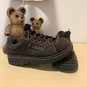 brown skechers jammers chunky sneakers